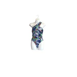 Zara Blue, Green and Orange Floral One Shoulder Bodysuit